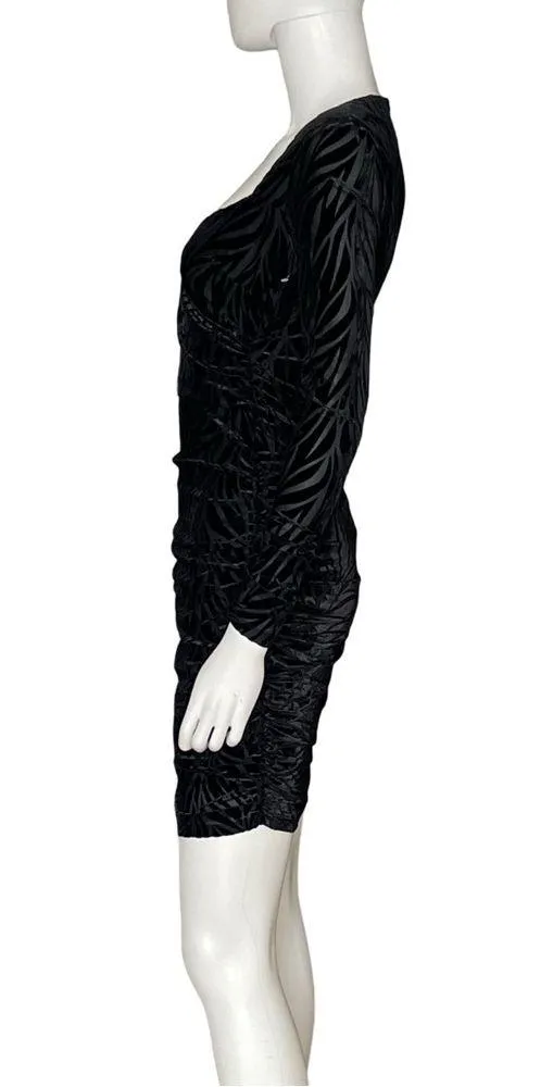 Donna Morgan Women's Long Sleeve Sweetheart Shirred Mini Dress Black Sz 2 - Image 3