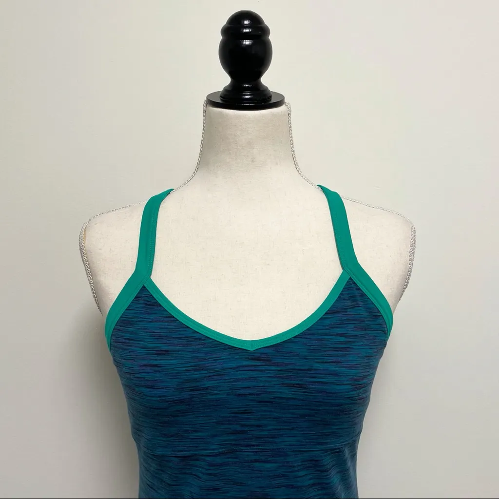 Alo Yoga Reflections Tank Space Dye Green Blue Built In Bra Racerback Small - Image 3