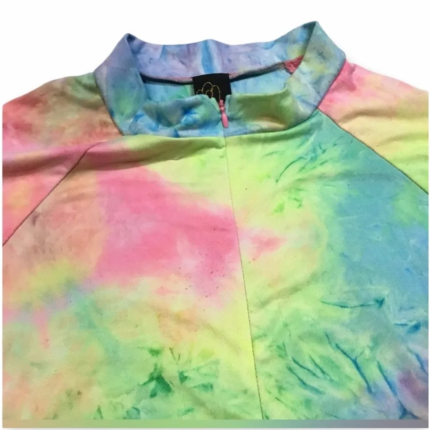 Crop Top with Mesh Sleeves Blue Size 2X - Image 2