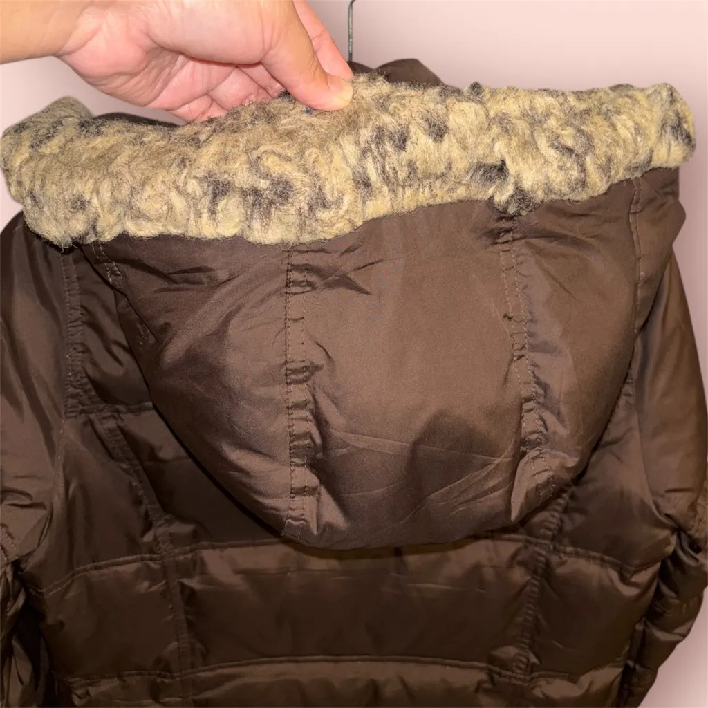 Aeropostale Long Brown Hooded Puffer Jacket - Image 2
