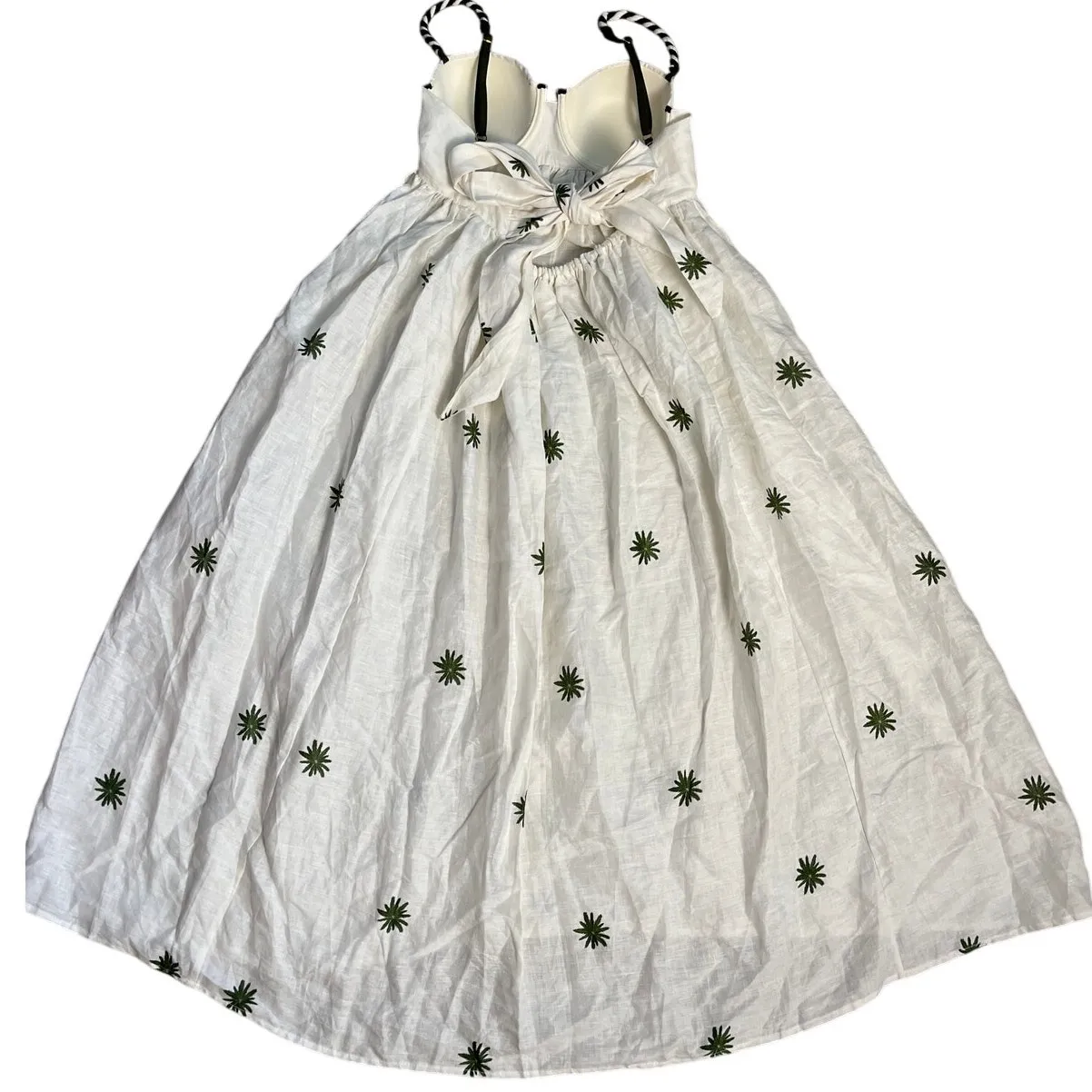 ANCORA The Shaded Mermaid Draped Palm Tree Dress Linen Size Large Green - Image 7