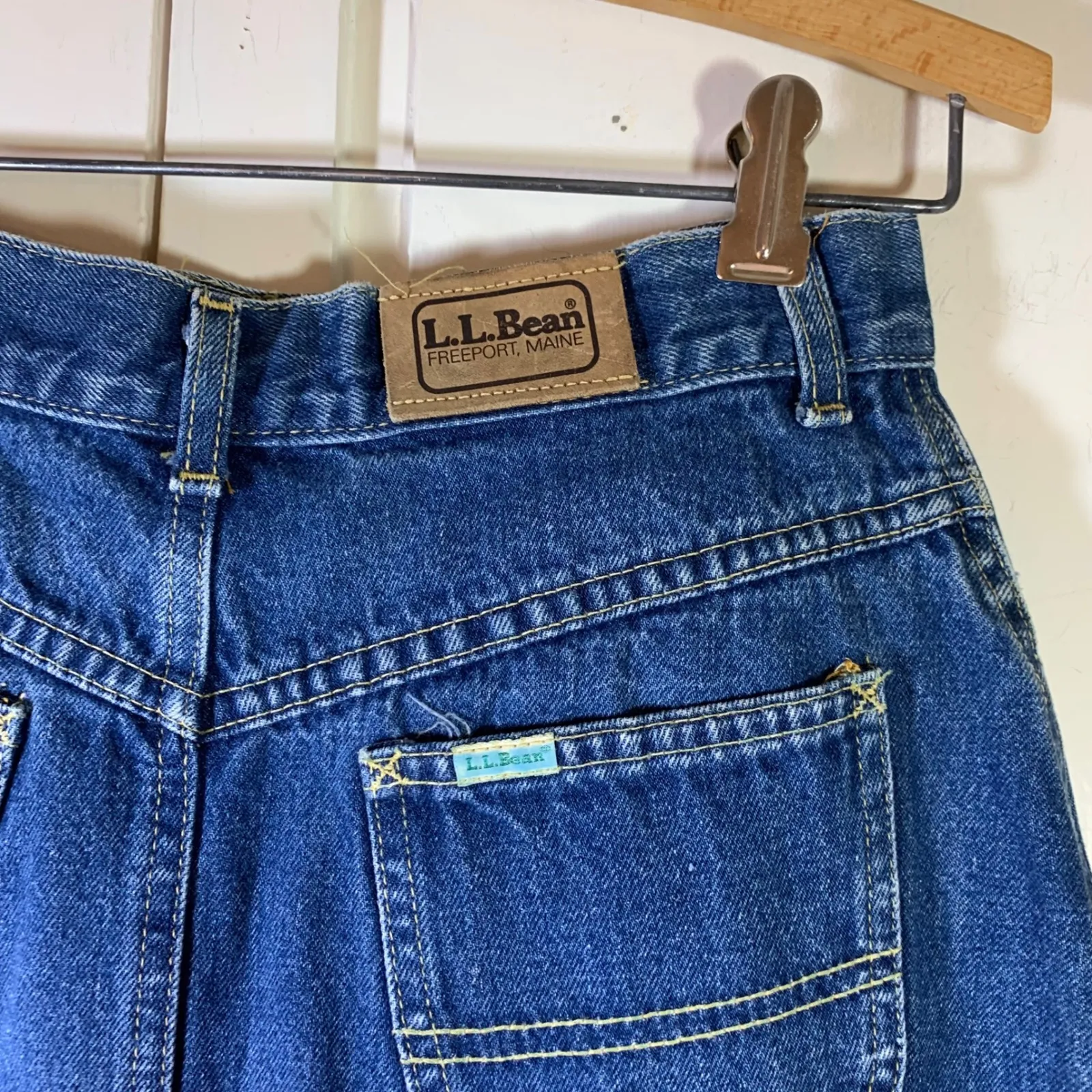 VTG LLBean Women Denim Midi Skirt A Line Size 10 Classic Casual Retro Classic Blue - Image 3