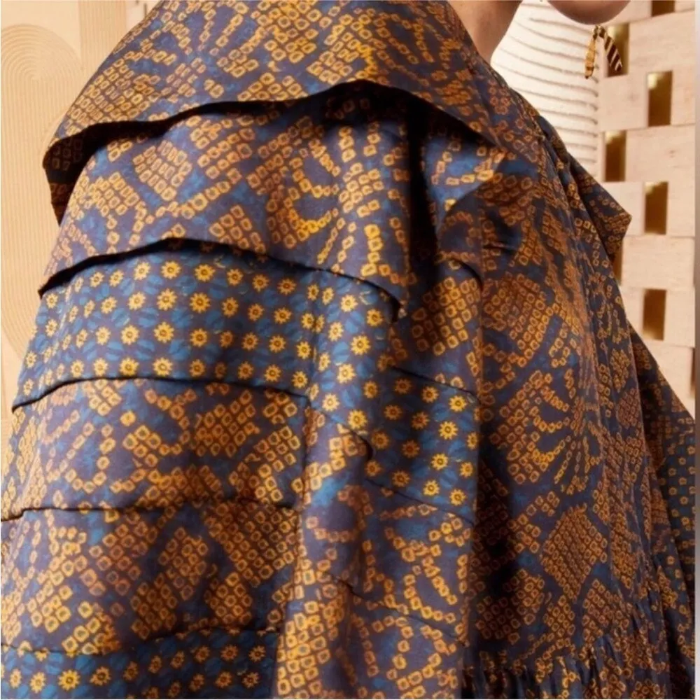 ULLA JOHNSON Emilia Mini Dress Floral Silk Size 0 Long Sleeve Hemlock Printed - Image 4