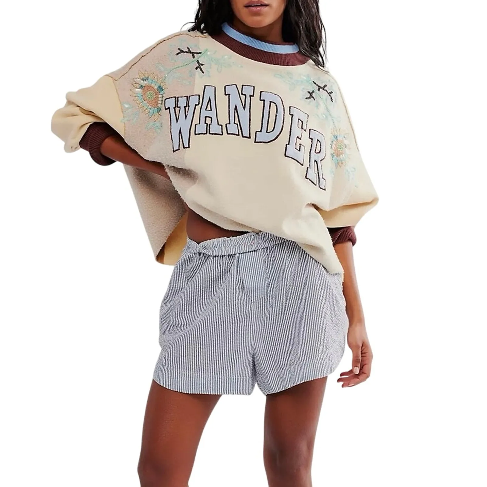 FREE PEOPLE Bali Day Dreams Wander Pullover Size M New with Tag MSRP $198 SOO Blue Size M - Image 4