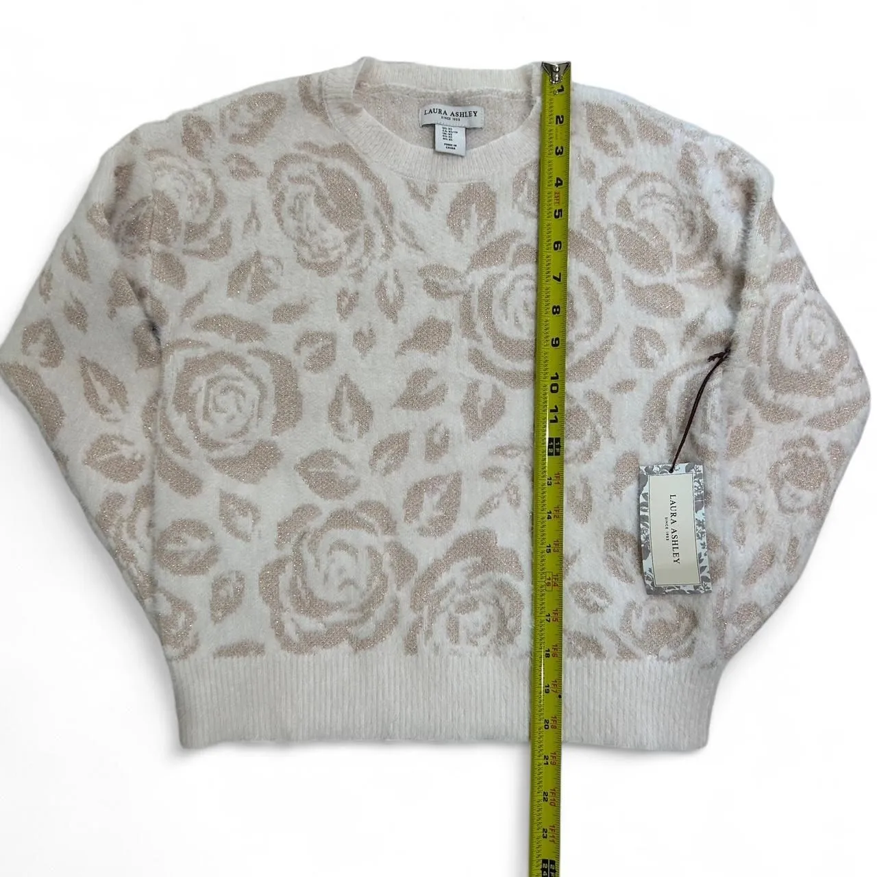 NWT Laura Ashley Women's Pink Rose Floral Sweater - Image 3