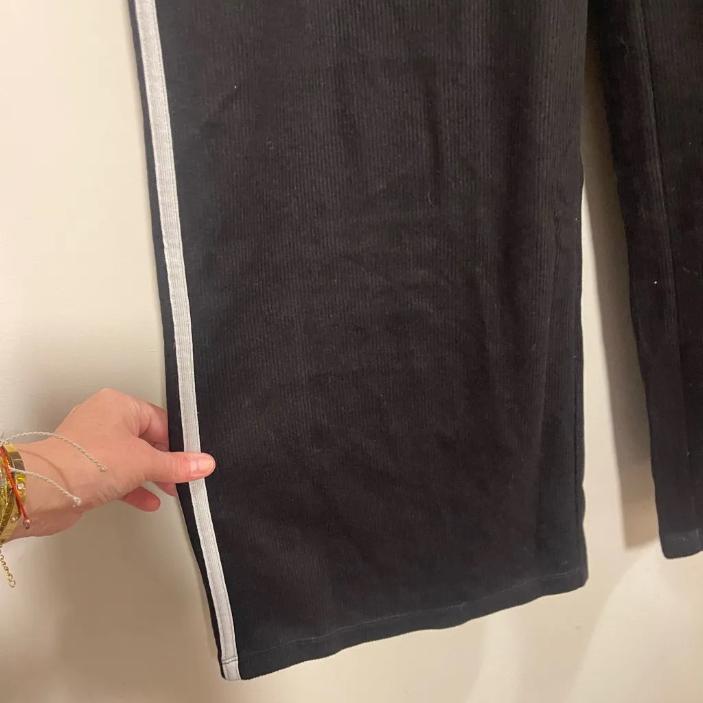 HALARA Black Ribbed Fabric High Waist Knit Track Pantts Sz M Sporty Athleisure - Image 4