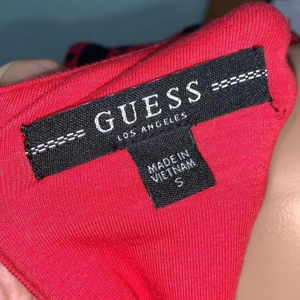 Guess Womens Shasti Animal Print Bodycon Cutout Mini Dress Red Black Small - Image 11