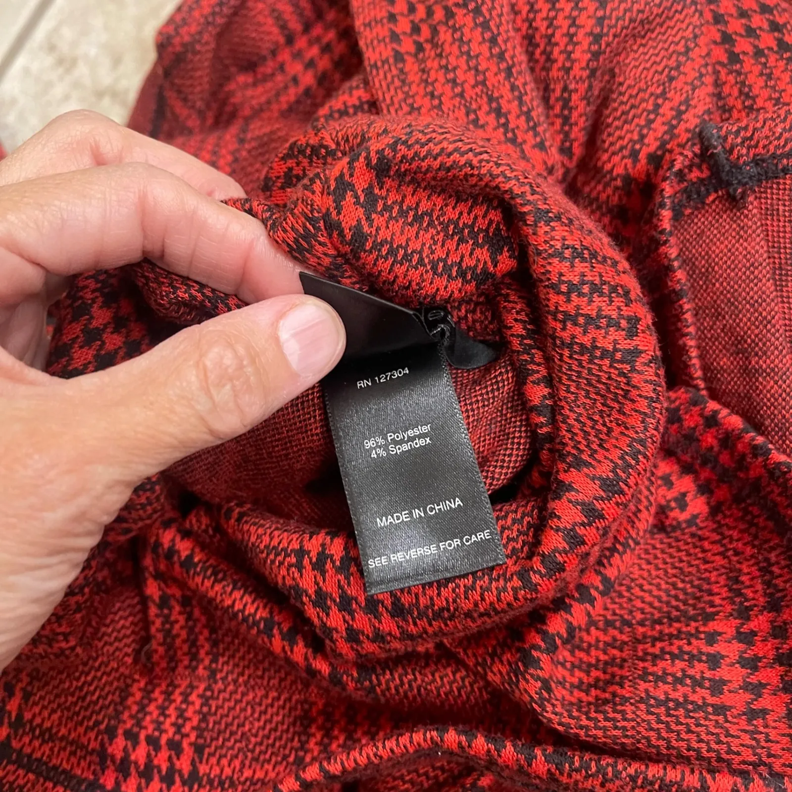 Ali Miles Red Plaid Cowl Neck Long Sleeve Tunic Top Women's Size L pre owned Size L - Image 4