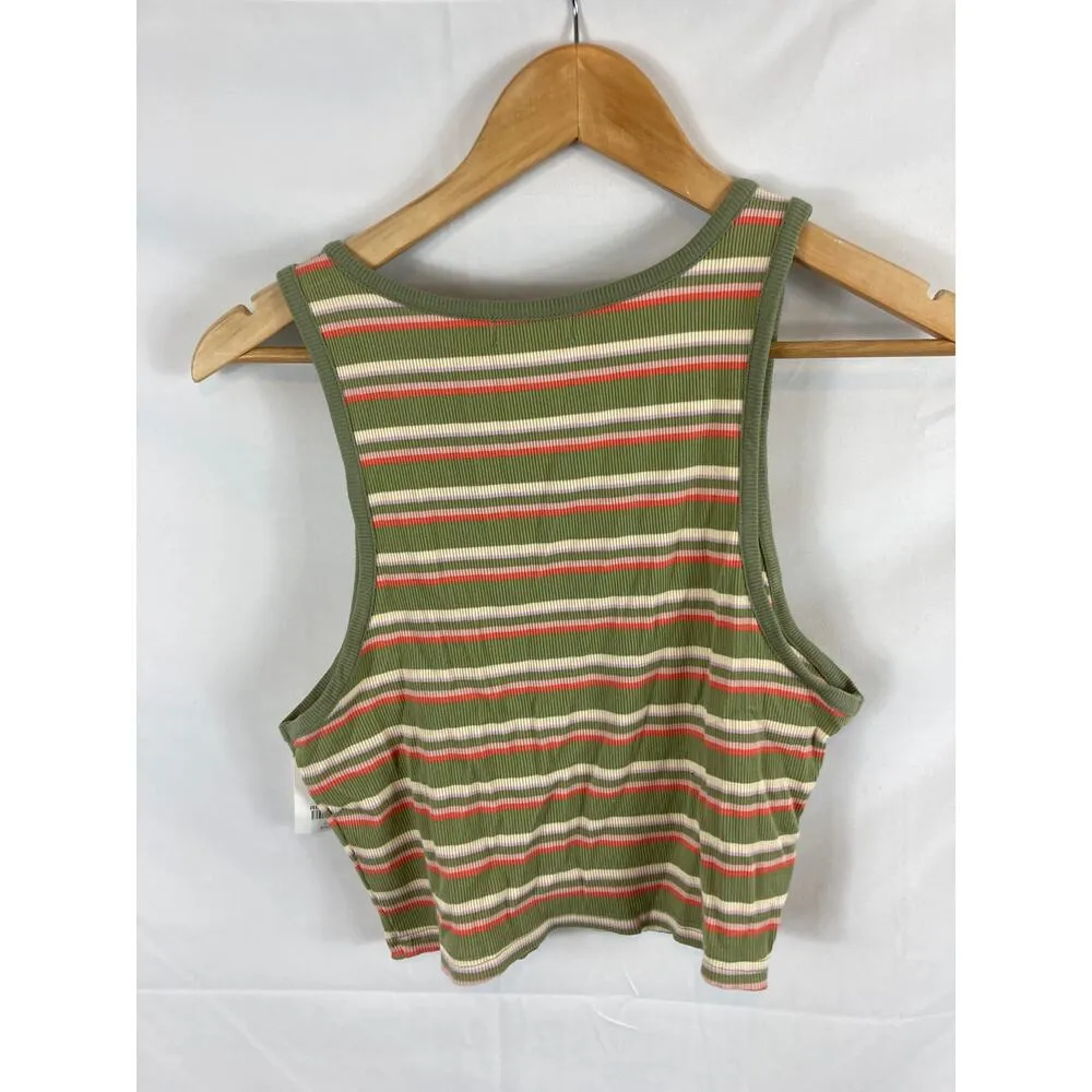 NWT ABOUND Stripe Rib Knit Crop Tank In Green Melissa Stripe size xl - Image 5