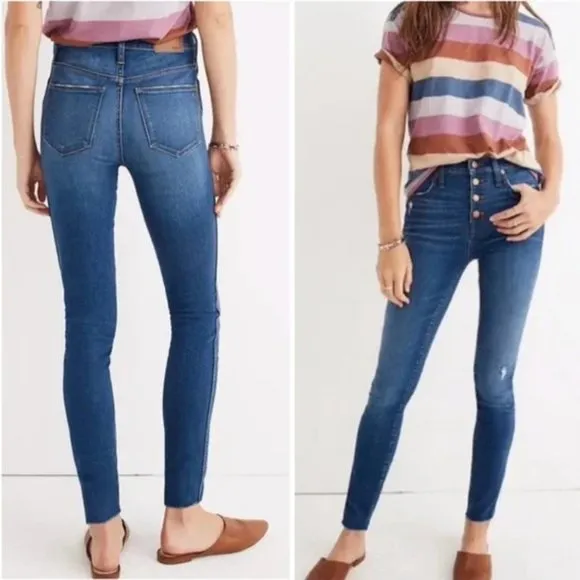 Madewell 10” High Rise Skinny Button Fly Jeans in Hanna Wash | 28 - Image 2