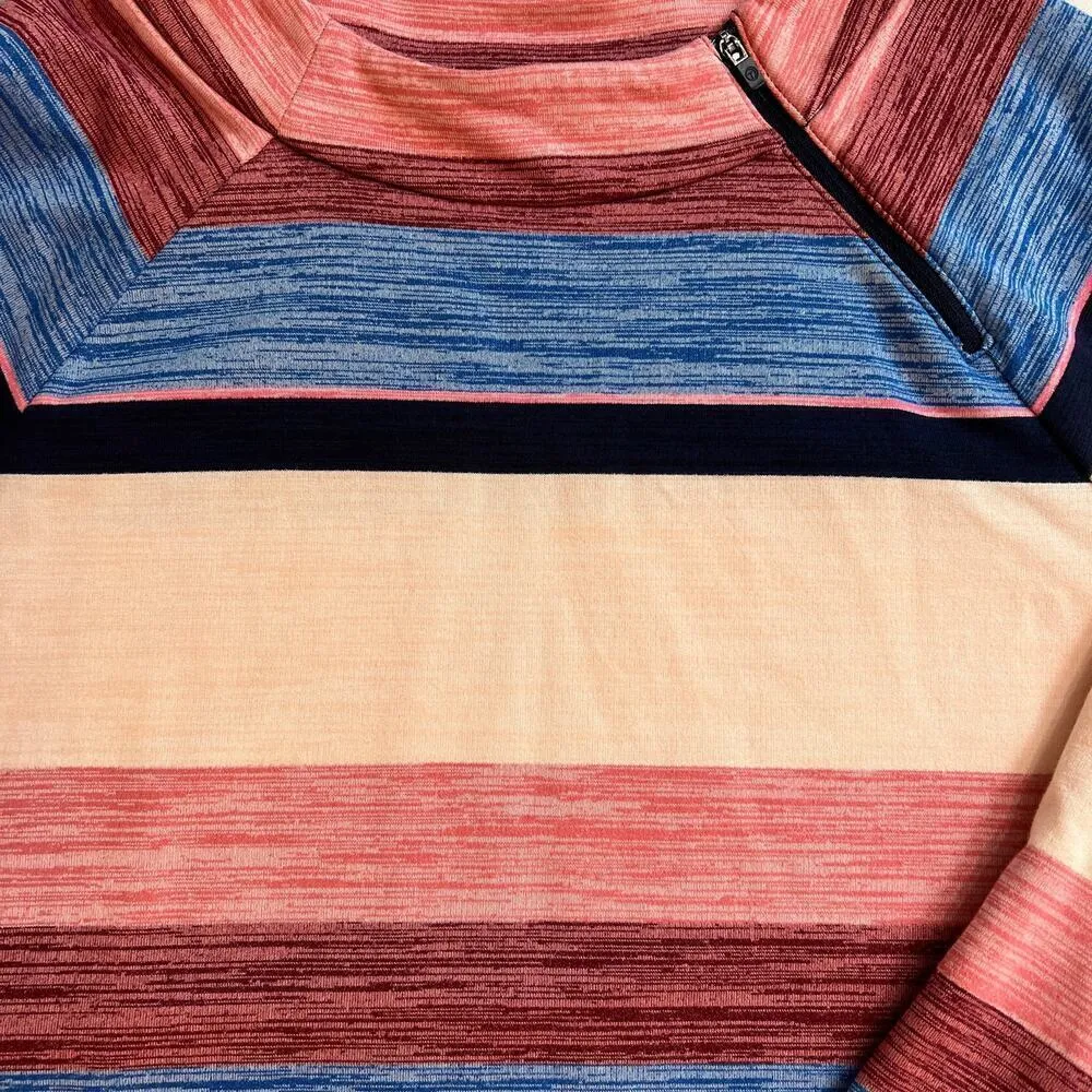 T by Talbots Colorful Striped Crew Zip Neck Elaxed Waist Sweatshirt, Size 3X Pink - Image 8