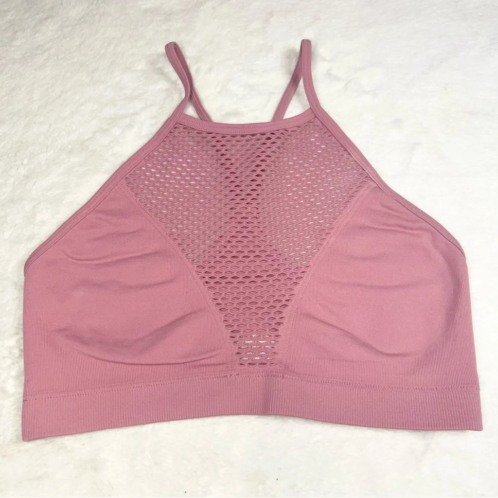 Victoria’s Secret Sport Mesh High Neck Wireless Sports Bra Size Medium Pink - Image 9