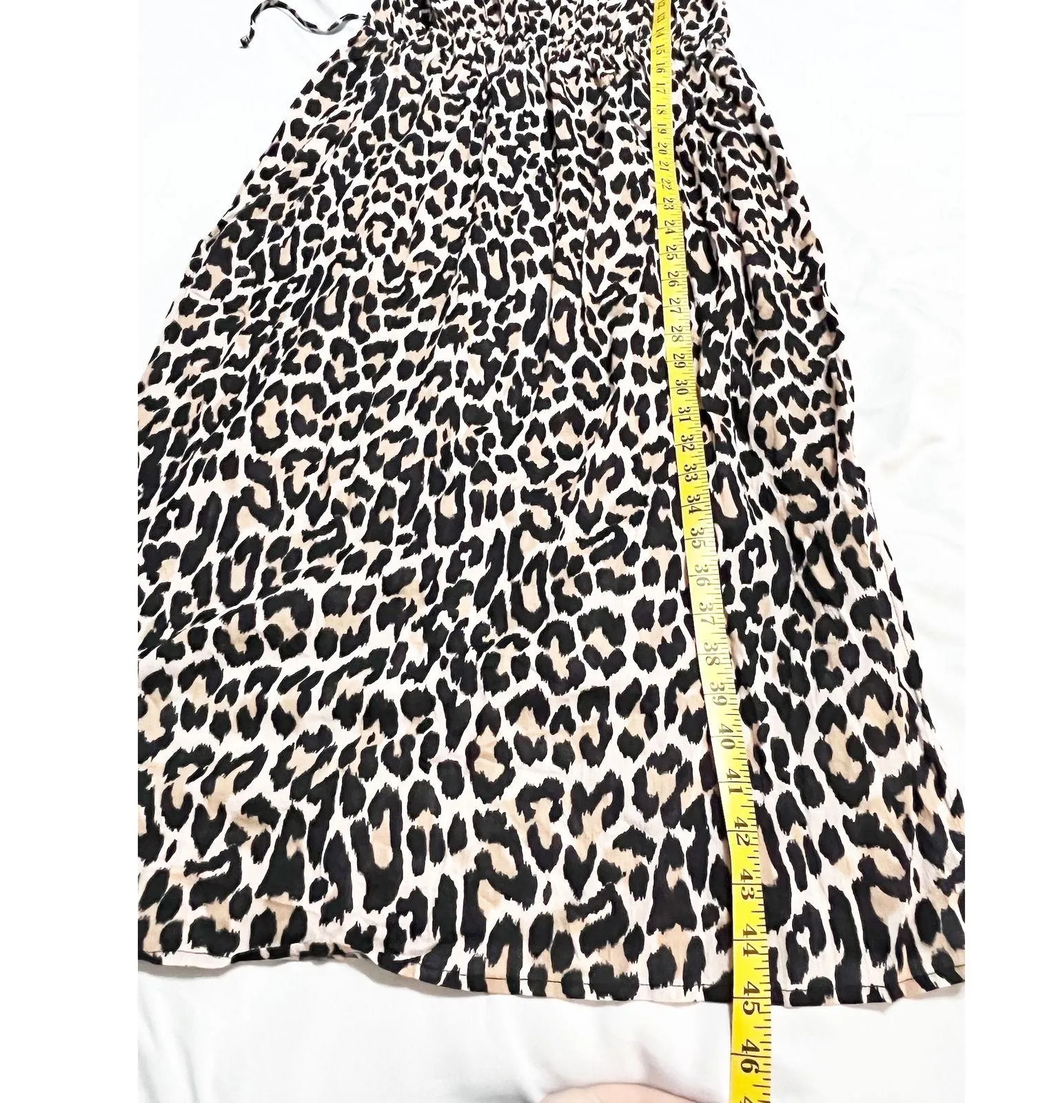 Sunn Lab Swim Maxi Dress Womens L Beige Leopard Print Sleeveless Beach Cover Up Tan Size L - Image 8