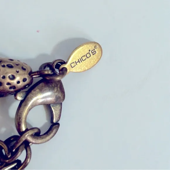 Chico’s Multi-Strand‎ Hammered Brass Bead Bib Necklace - Image 4