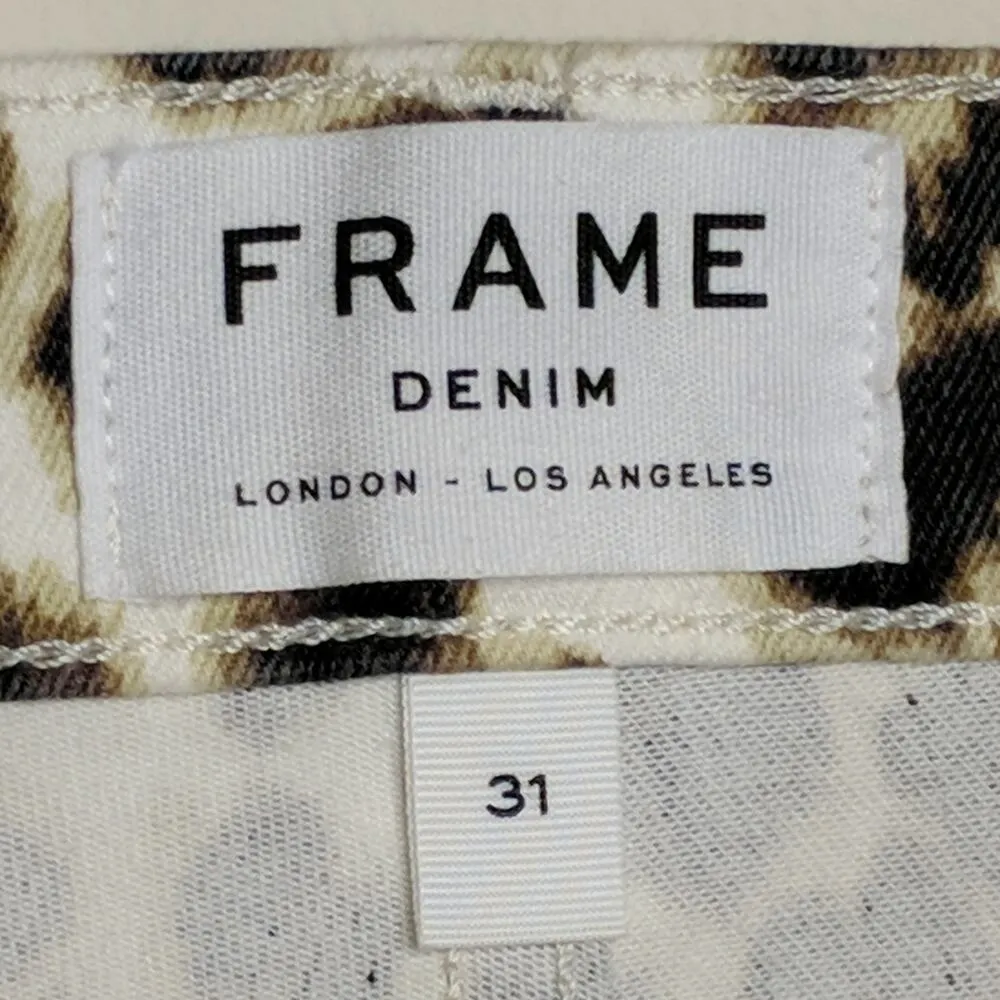 Frame Ali Leopard High Rise Cigarette Jeans Skinny Crop Animal Print 31 New - Image 10