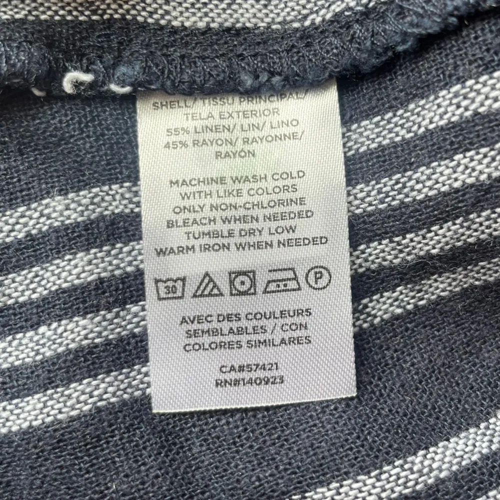 Loft 2 Piece Linen Jumpsuit Pinstriped Navy and White Womens Size 4P NWT - Image 10