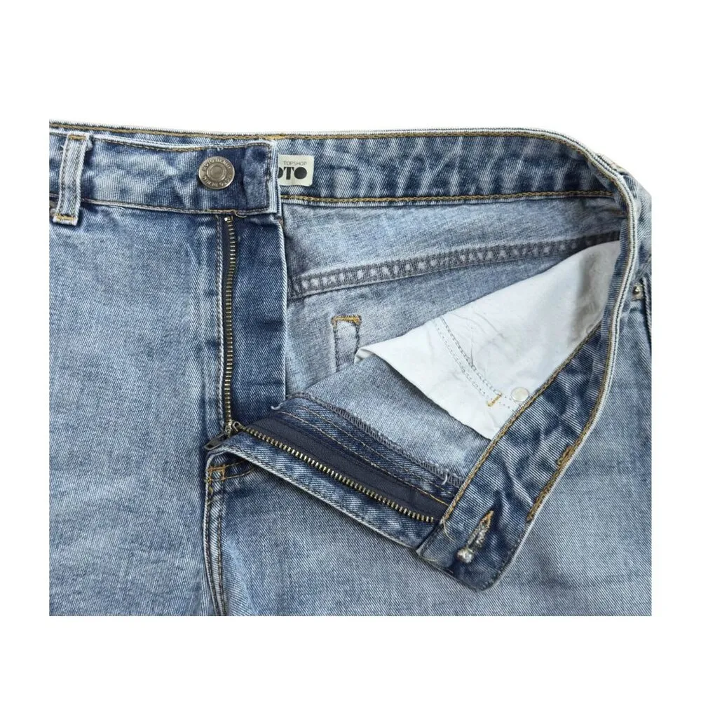 Topshop Moto Denim Shorts Size W30 Cotton Highwaisted Cutoff Jean Shorts - Image 5