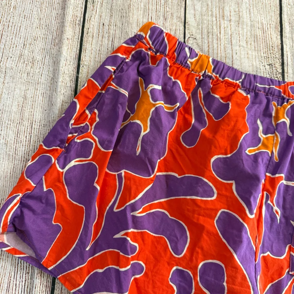 Anthropologie Cotton Poplin Drawstring Floral Purple Size Small Shorts - Image 10