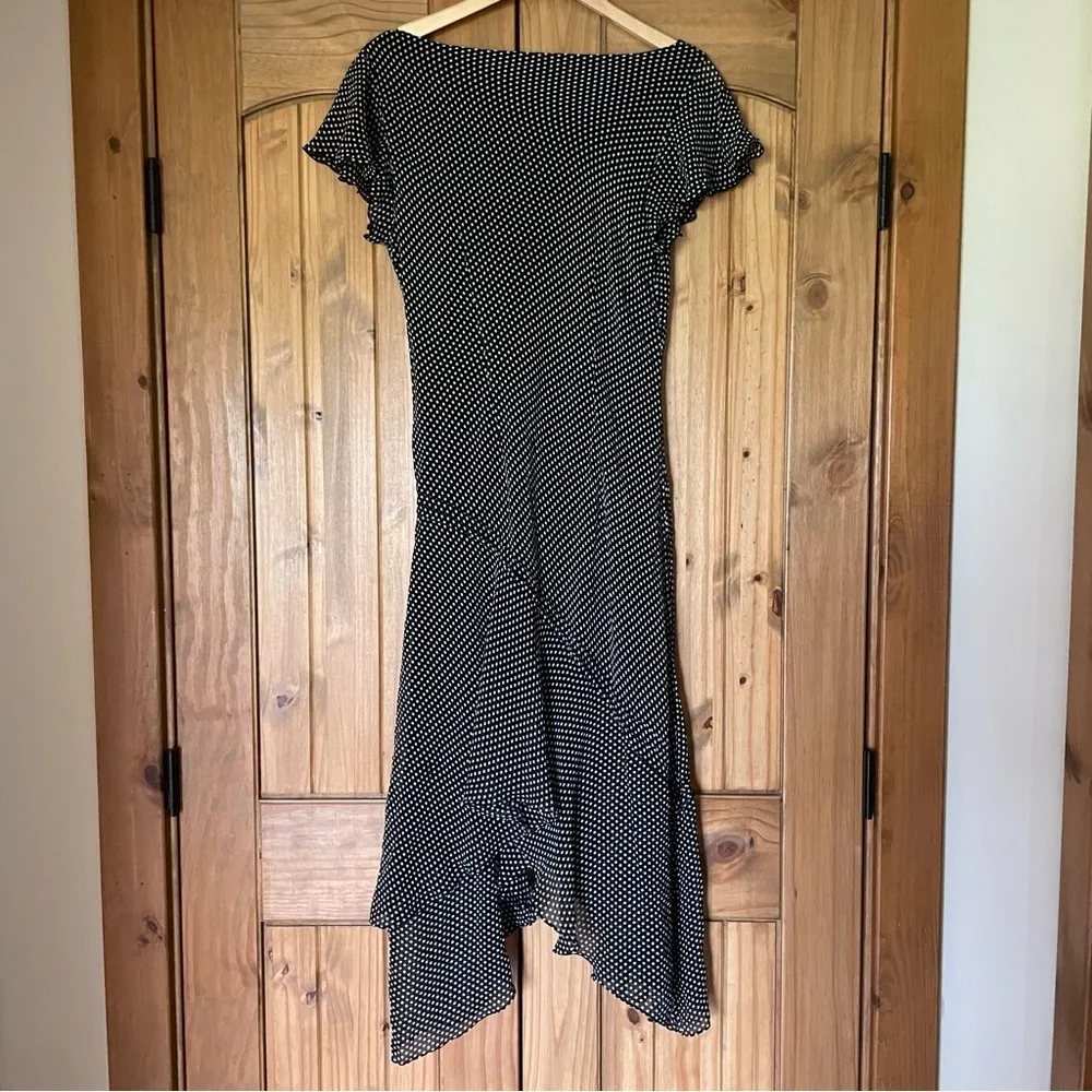 Vintage Adrianna Papell Polkadot Silk Asymmetrical Hem Slip Midi Dress Size 6 - Image 5