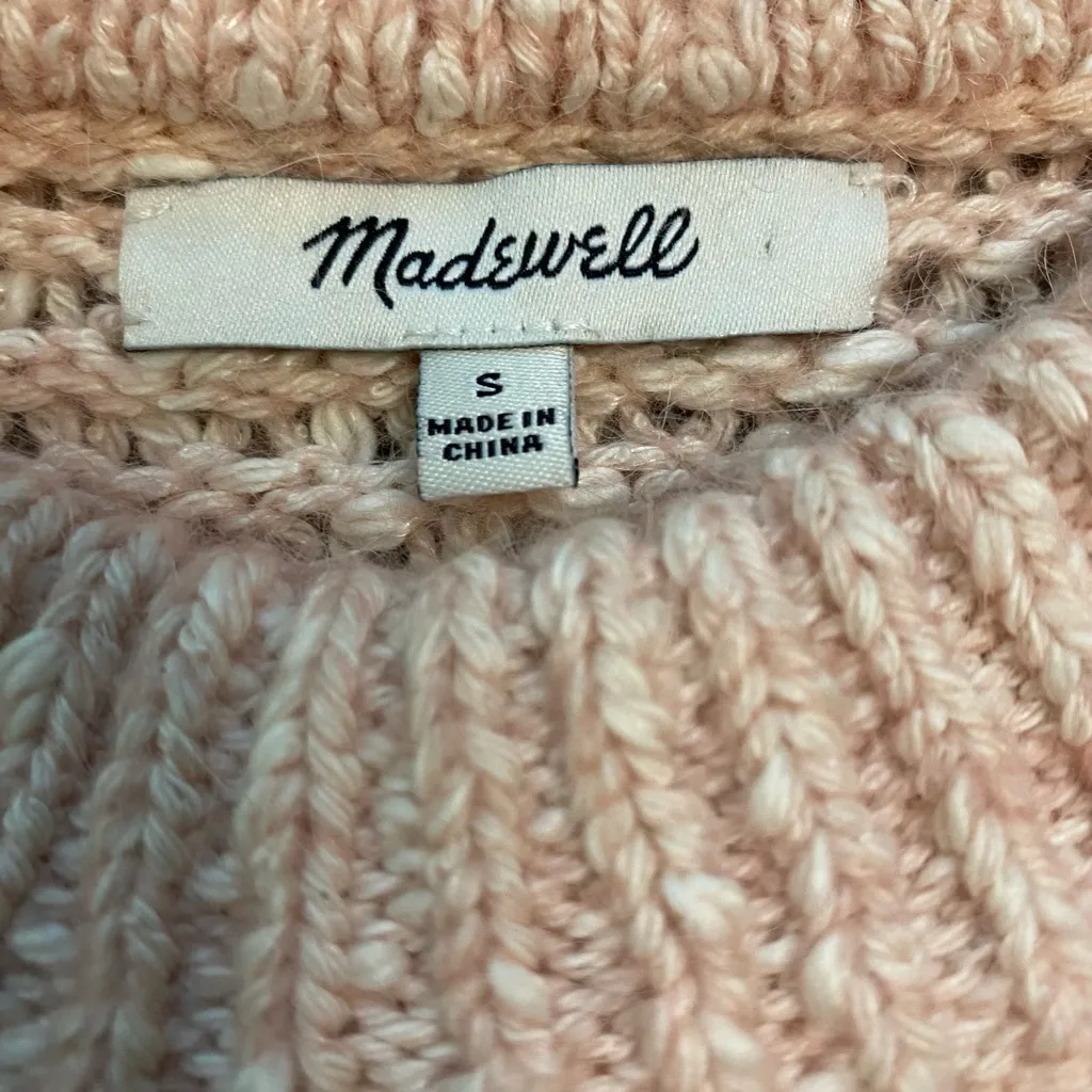Madewell Light Pink Cotton Wool & Alpaca Blend Crewneck Oversized Baez Sweater - Image 9