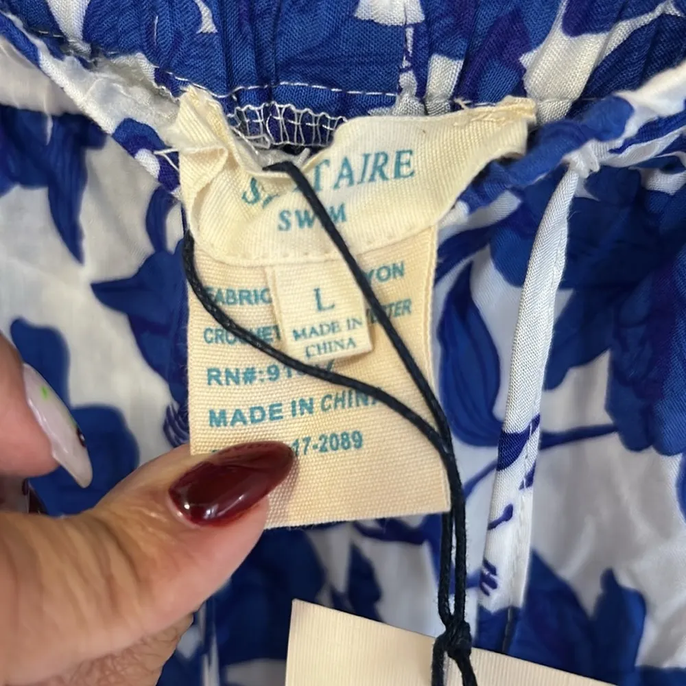 Solitaire Swim Split Leg Tie Hem Beach Pants Size L - Image 6