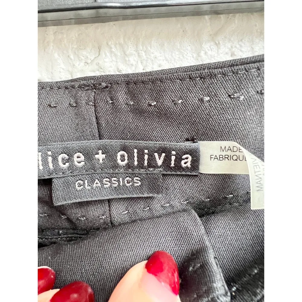 Alice + Olivia High Rise Flat Front Crop Straight Leg Pants Black Womens Size 10 - Image 4