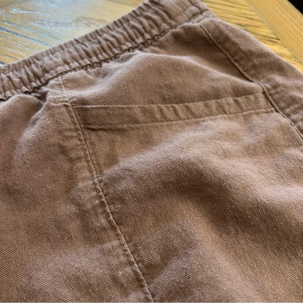 Old Navy Women’s High-Rise Linen Blend Shorts Brown XL Elastic Waist Pockets - Image 2