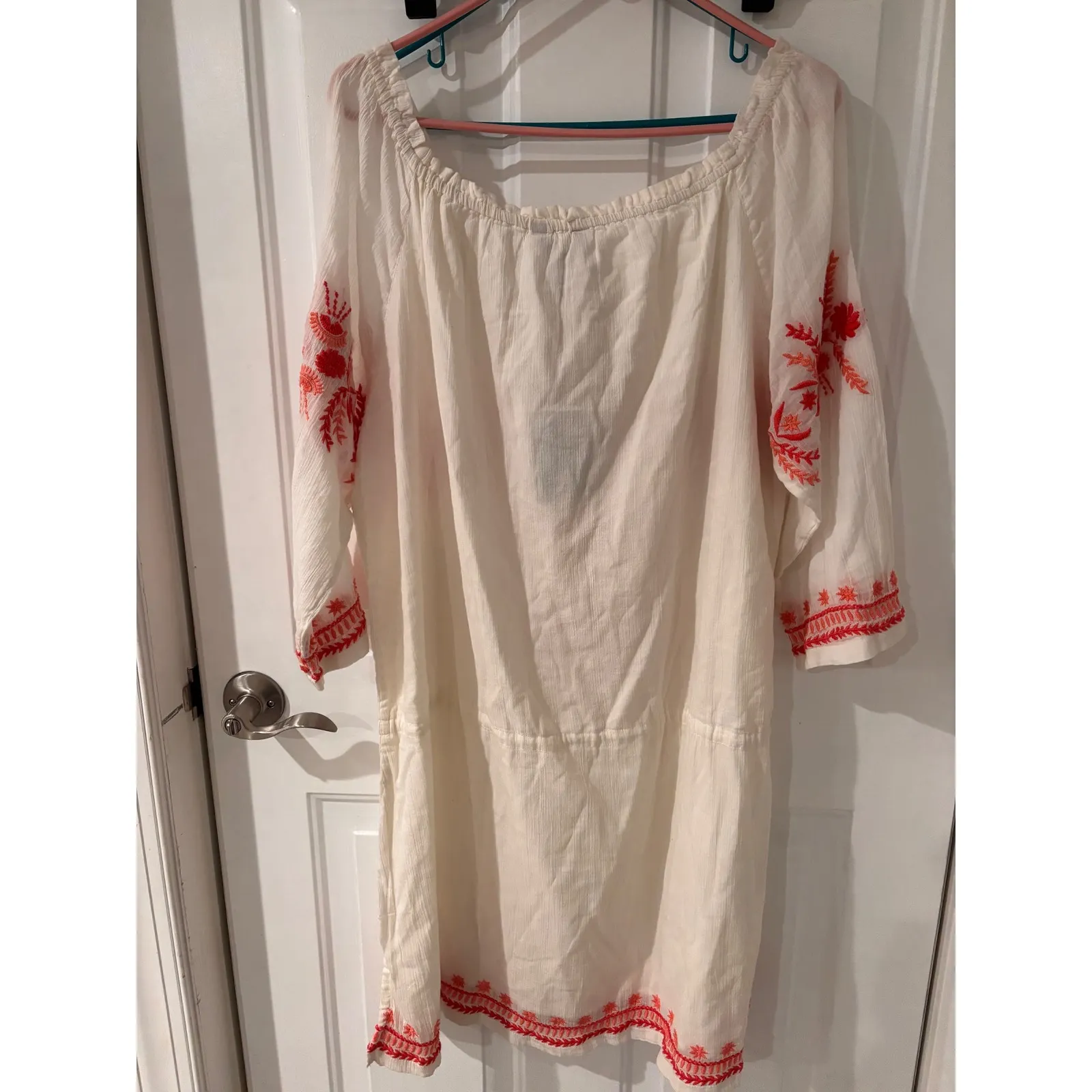 Tommy Bahama Embroidered Off The Shoulder  Boho Beach Cover Up Dress XL - Image 5