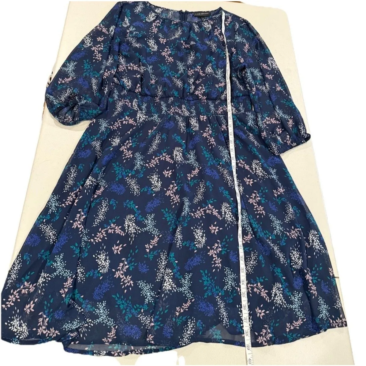 Lane Bryant Dress Womens 14P Floral Fit & Flare Lined 3/4 Sleeve Zip Party - Image 6