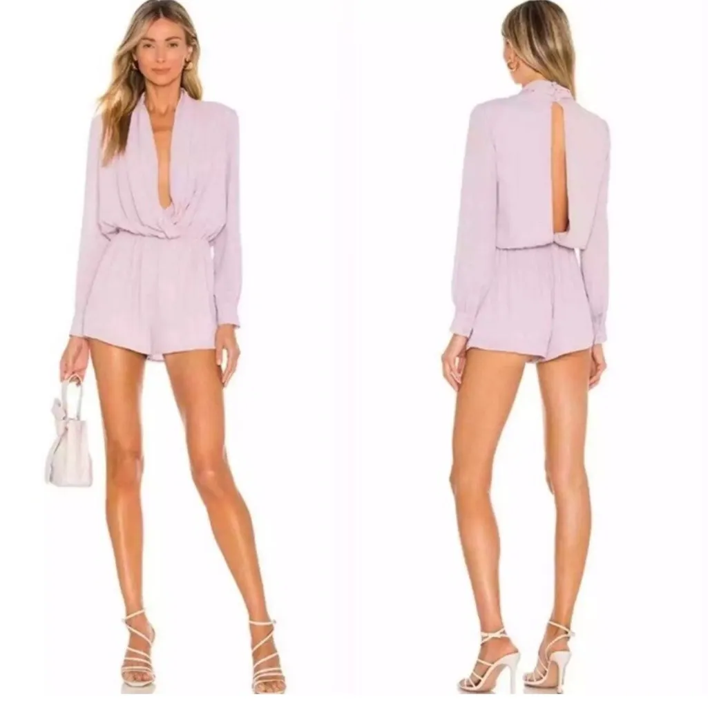 Superdown Soft Purple Long Sleeve Romper Small - Image 3