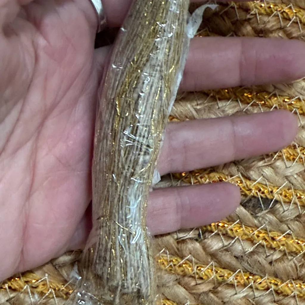 Hobby‎ lobby gold metallic Woven Juke Tote resort beach bag Tan - Image 6