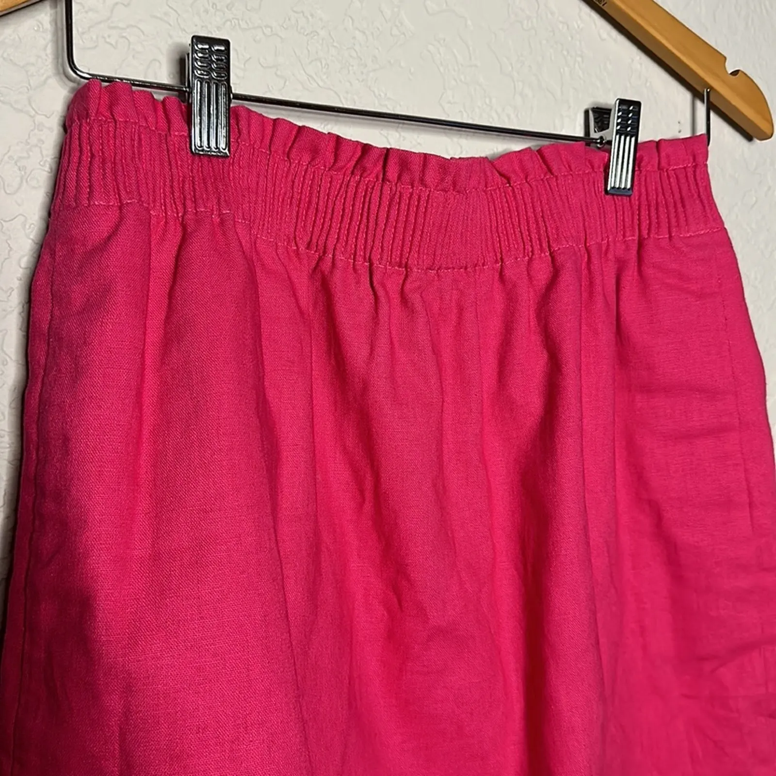 J. Crew Pink Linen Scallop Sidewalk Mini Skirt Preppy Coastal Vacation Twee - Image 4
