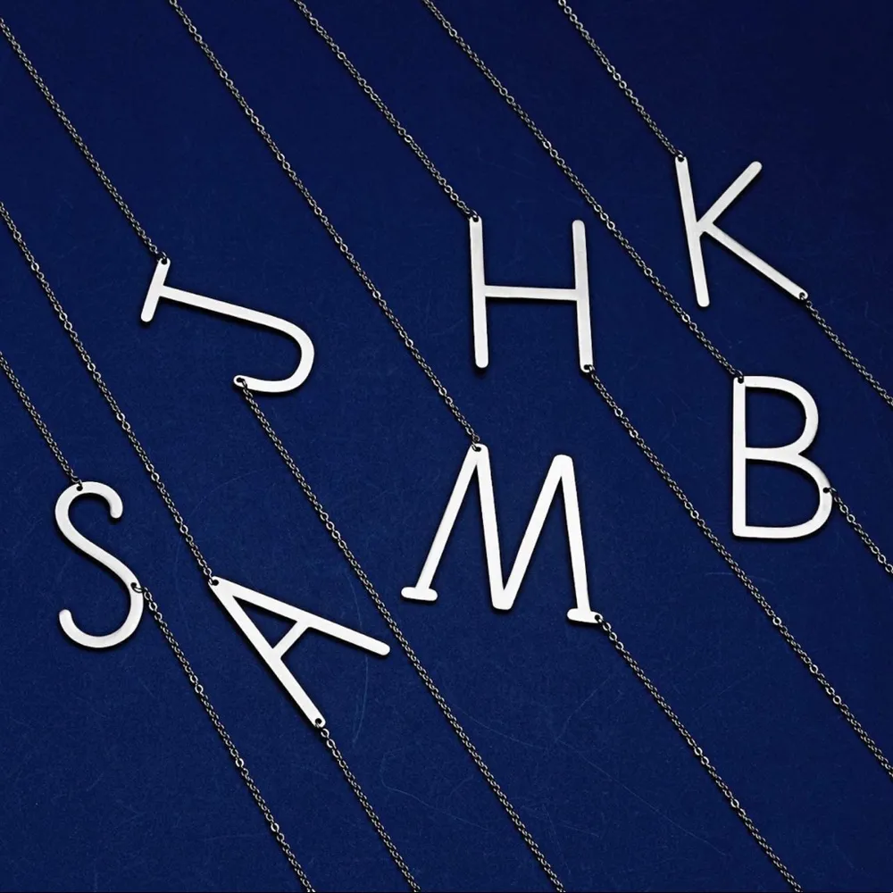 Silver Initial Stainless Steel Pendant Necklace - Image 4