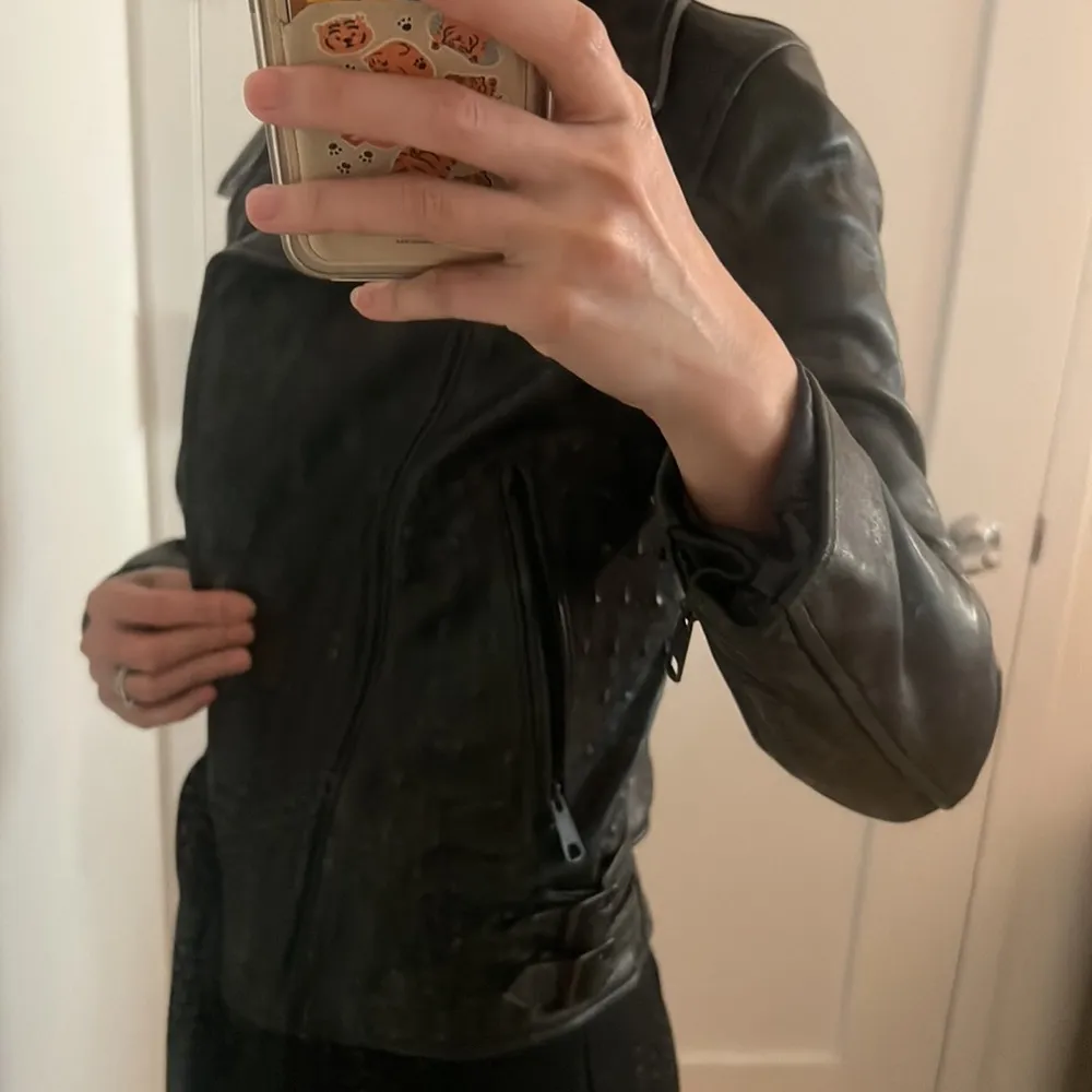 Black Genuine leather moto jacket - Image 3