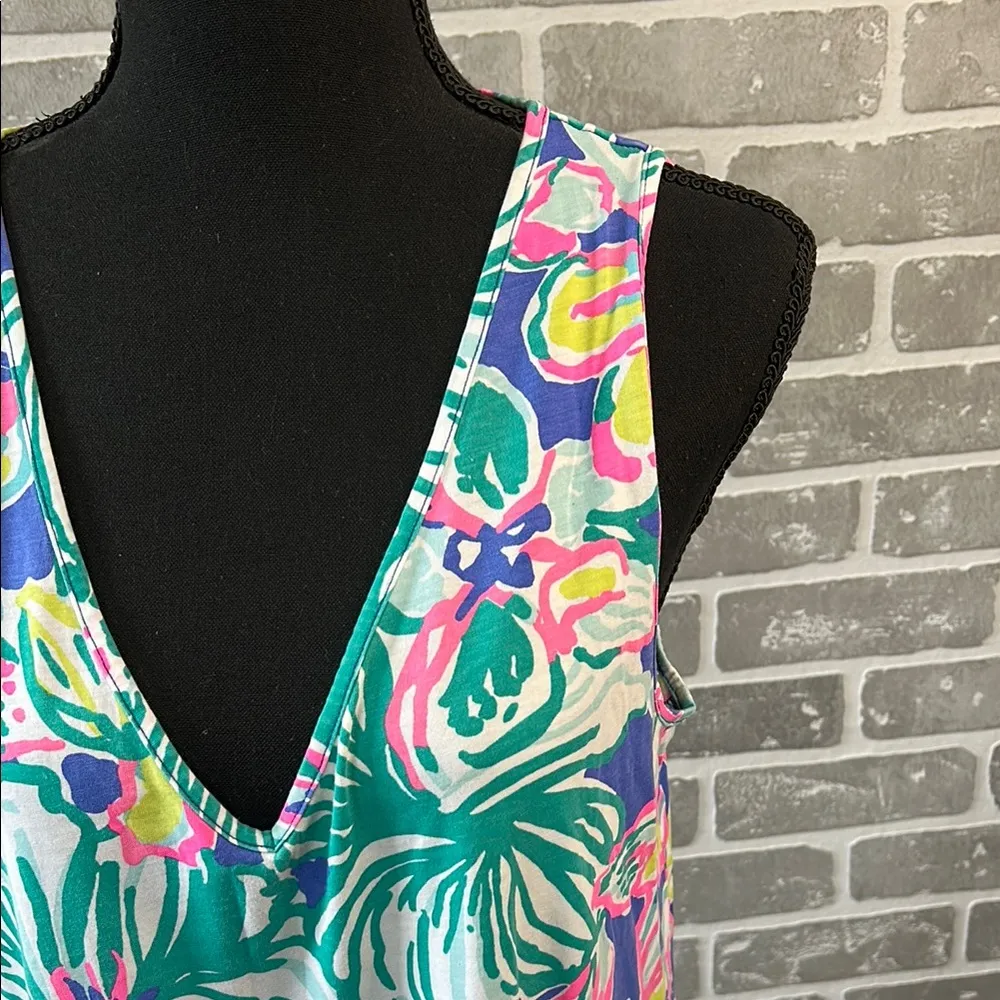 LILLY PULITZER BLYTHE TANK DRESS MINI CASA AZUL FLORAL PRINT WOMENS SIZE LARGE - Image 8