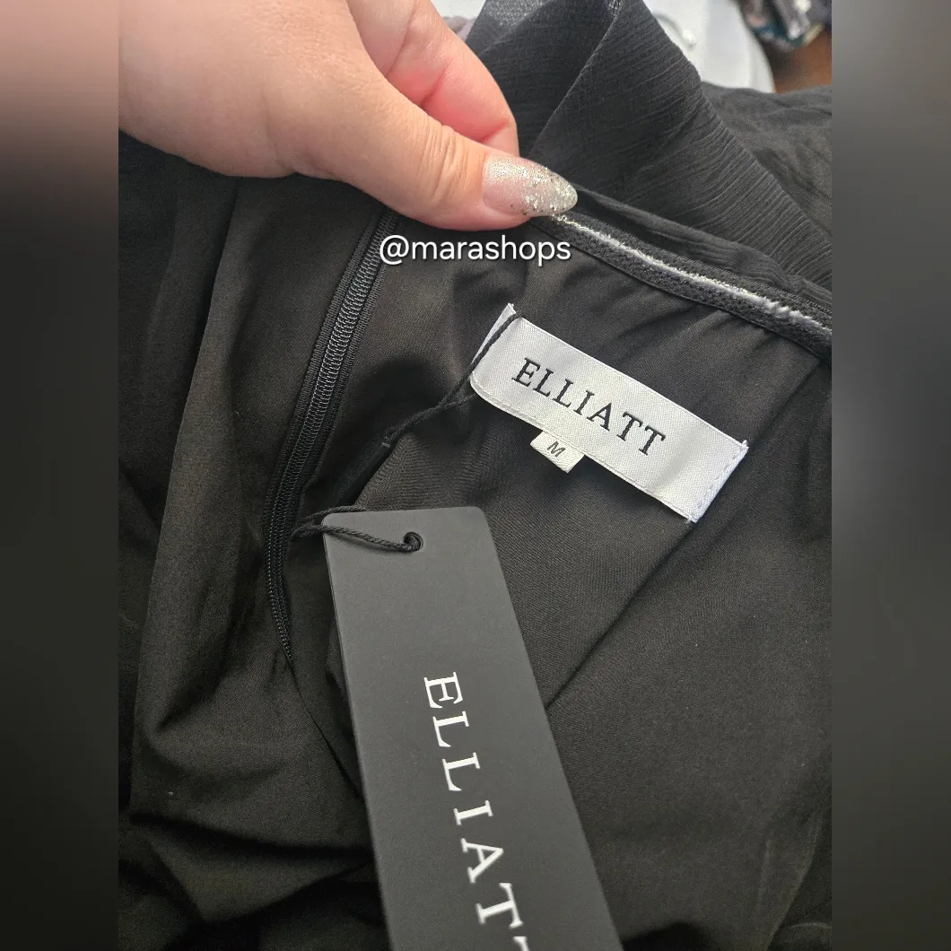 Elliatt Demi Ruffled Midi Black Dress - Image 6