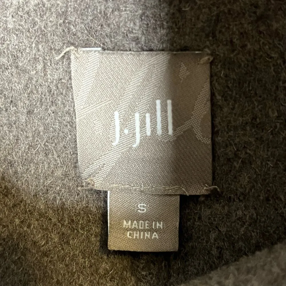 J Jill Wool Angora Toggle Buttons Gray Tan Coat Size Small Pockets Hood‎ - Image 5