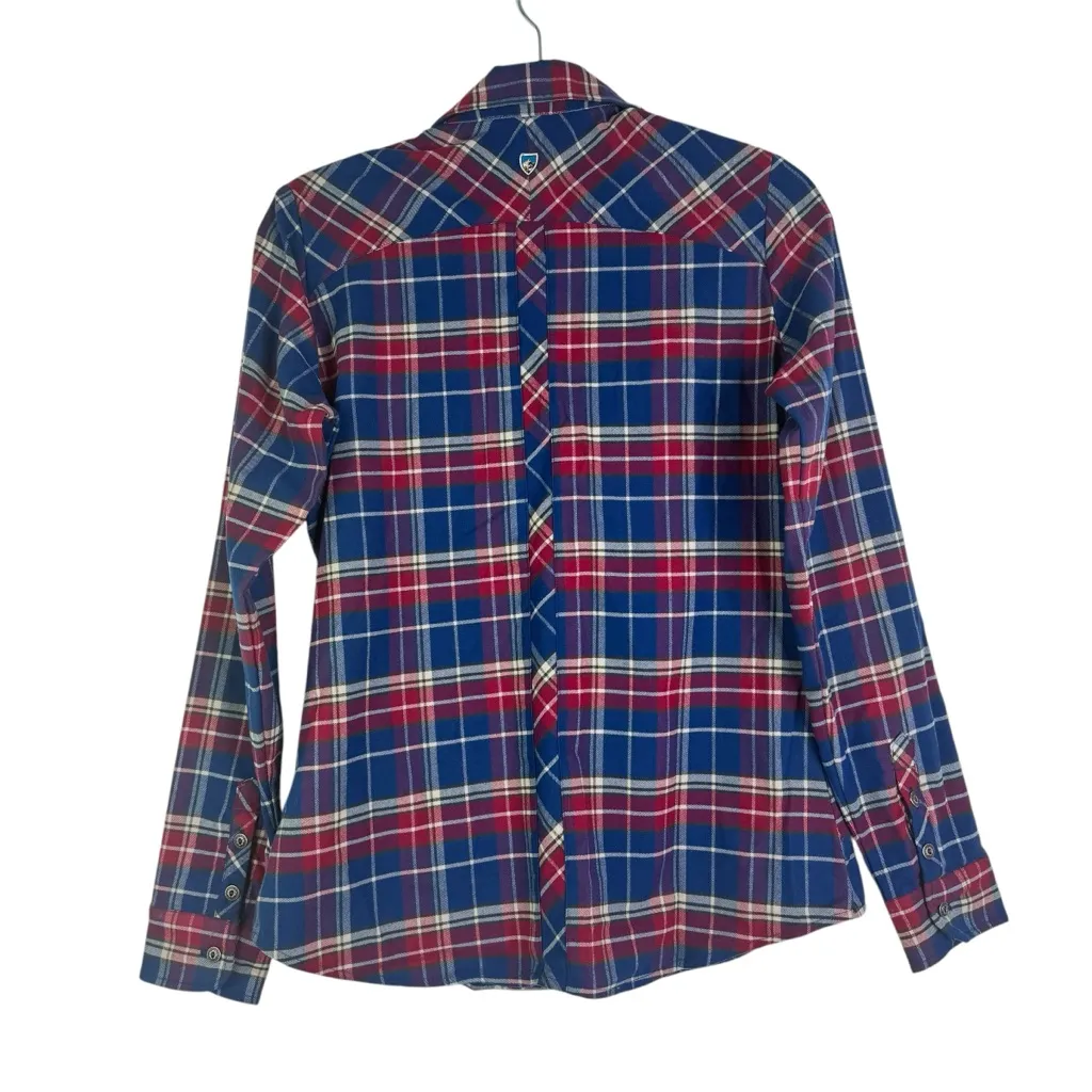 KUHL‎ Alina Flannel Button Shirt Long Sleeve Plaid Blue Red Women's SIZE Small S - Image 11