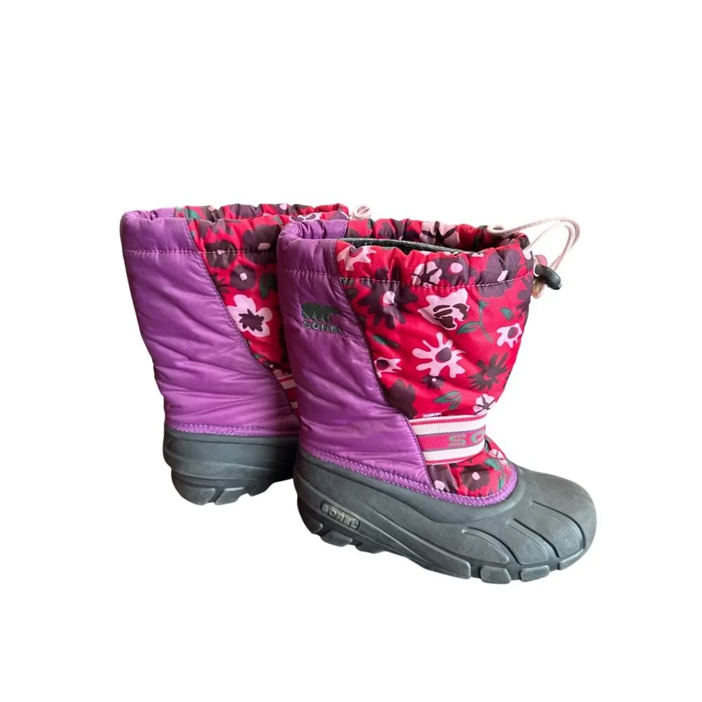 Sorel Womens Red Pink Floral Winter Rain Boots Size 4 SKU8111 - Image 3