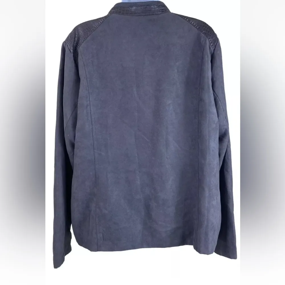 Studio Works Reptile Embossed Jacket with Full Zipper. Charcoal Gray/Black Color - Image 11