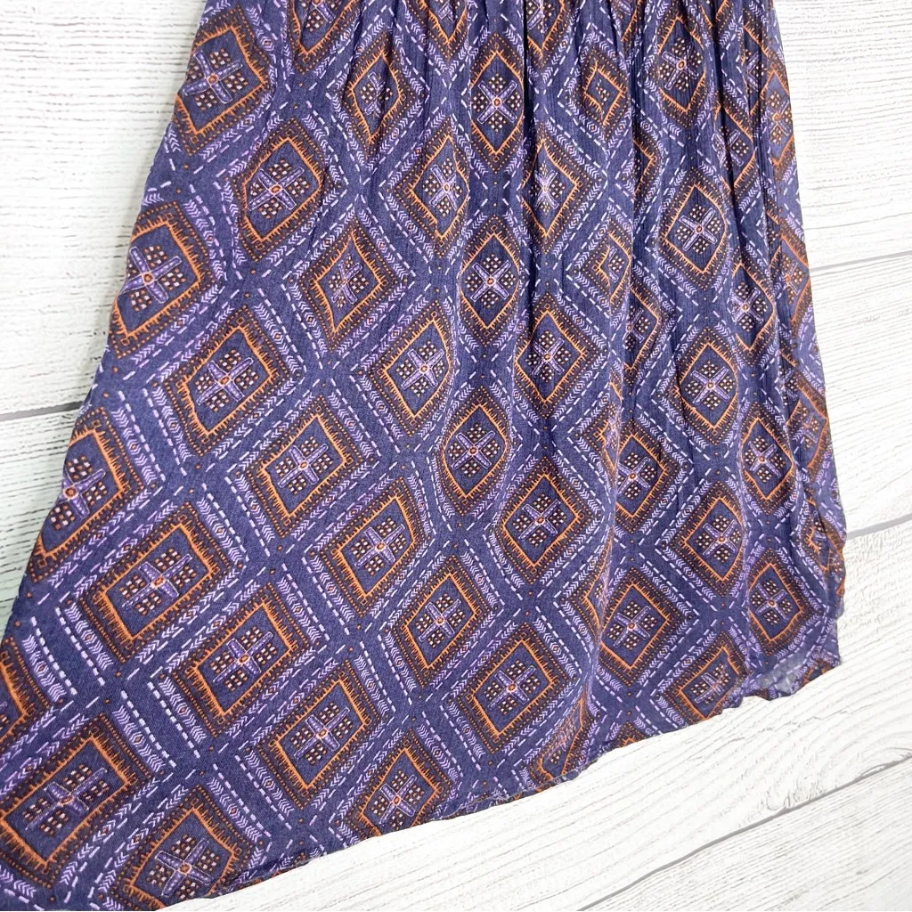 Purple & Orange Boho Geometric Patterned Strapless Mini Dress Size Medium - Image 4