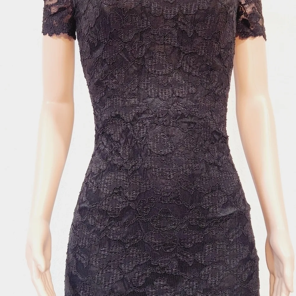 NIGHTWAY Black Lace Bodycon Vintage Gothic lace Sexy Dress Size 6 - Image 3