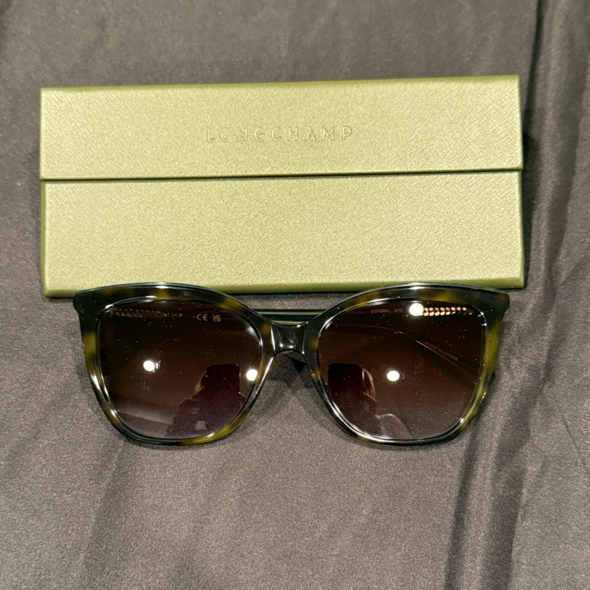 Longchamp Women's Sunglasses Green Acetate Cat Eye - Image 5