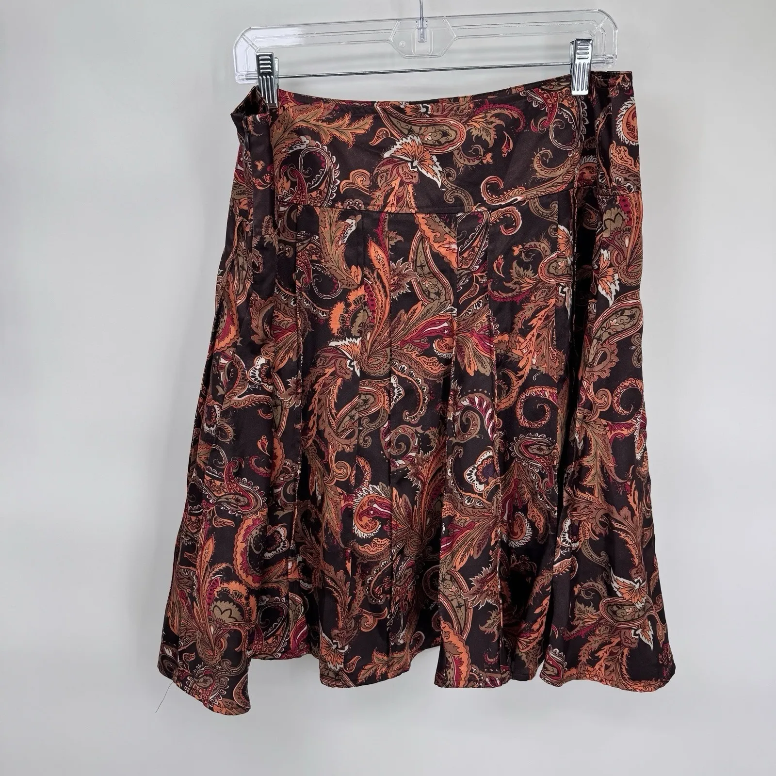Vintage Y2K Worthington Skirt Womens 18 Orange Paisley Satin Preppy Grunge Fairy - Image 4