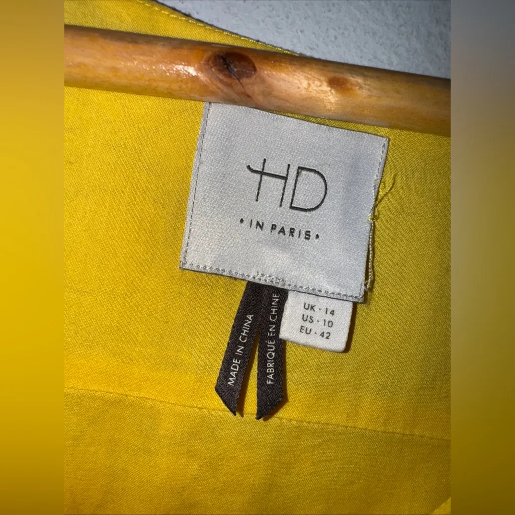 Anthropologie HD in Paris Sun Soaked Shift‎ Dress Yellow Size 10 - Image 4