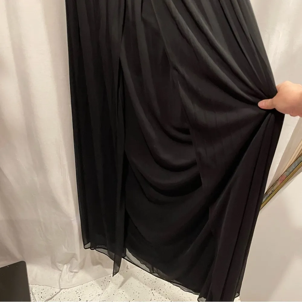 Stunning David’s Bridal black chiffon maxi strapless dress whimsigoth boho fairy - Image 7