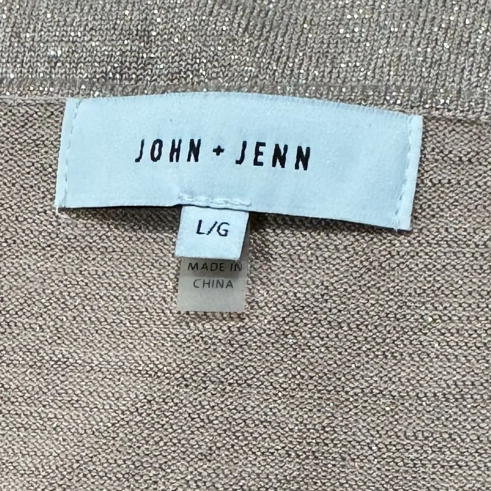 John + Jenn Maritime Shimmer Knit Top Sleeveless Metallic Women’s Large - Image 2