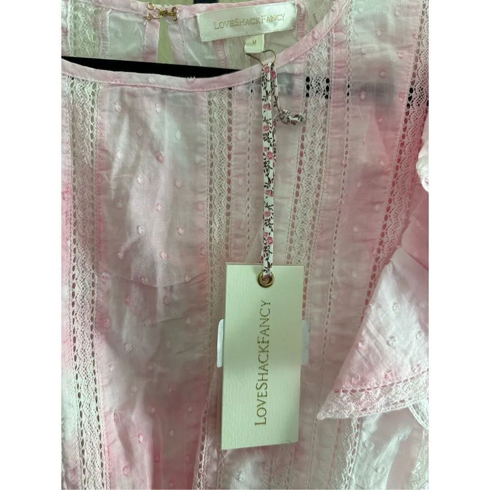 Love Shack Fancy Natasha Ruffle Tiered Mini Dress in Island Pink Hand Dye Size M - Image 5