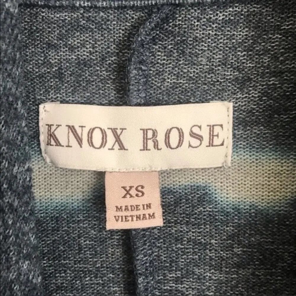 Knox Rose Blue White Tie Dye Open Front Long Line Cardigan Sweater XS oversized - Image 6