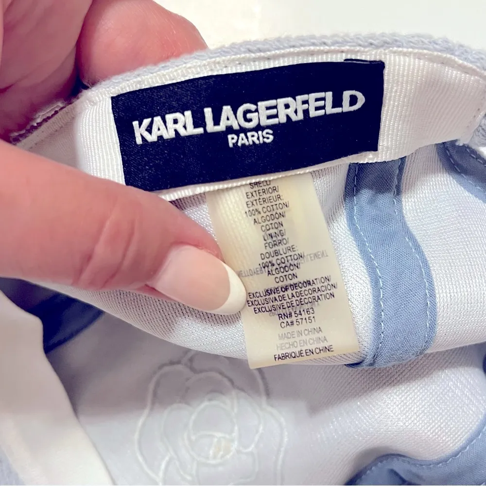 Karl Lagerfeld embroidered terry baseball cap, blue, one size adult - Image 7